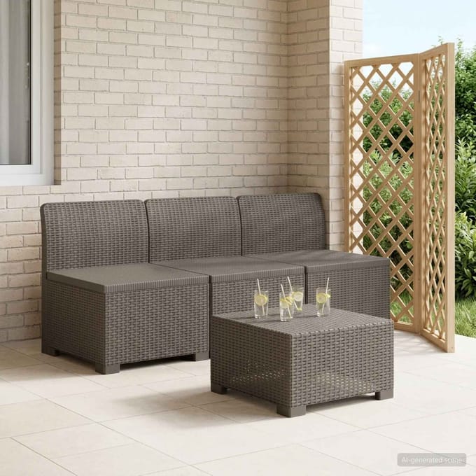 vidaXL - 3-Zits - Tuin - Sofa - Rottanlook - 3-zits - PP - Lichtgrijs