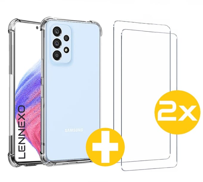 Hoesje en Screenprotector Combi Geschikt Voor Samsung A53 - Anti Shock Hoesje + 2x Screenprotector