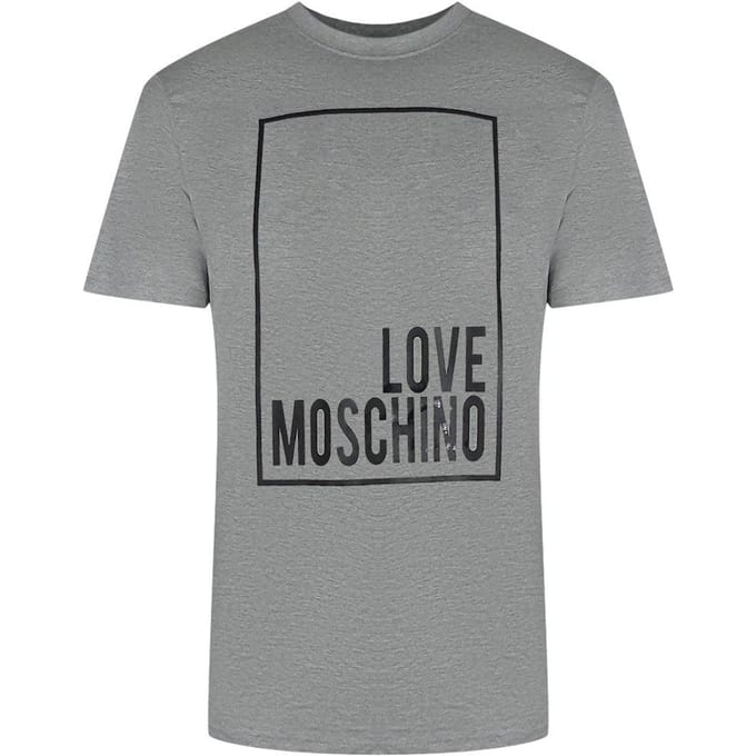 Love Moschino Heren Box Logo T-shirt (Grijs)