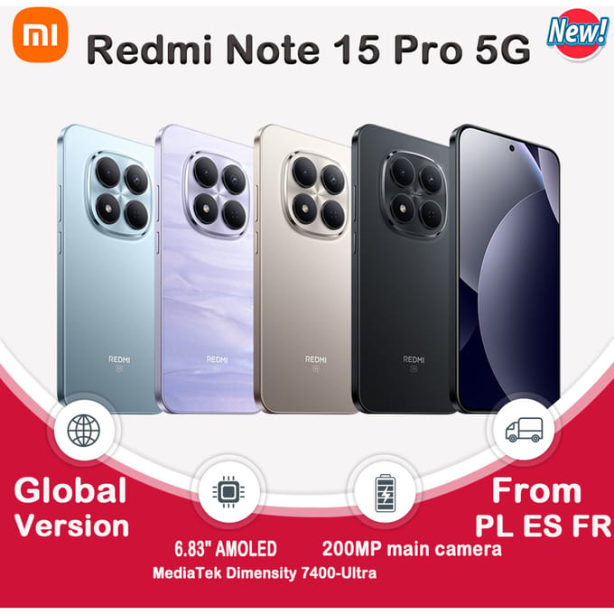 Xiaomi Redmi Note 15 Pro 5G NFC MTK Dimensity 7400-Ultra Processor 6,83 inch 120Hz 200MP camera 45W opladen 6580mAh batterij