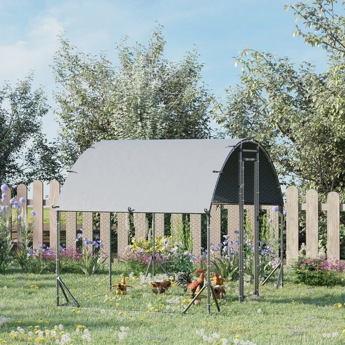 MODFU - Kippenren - Afsluitbare Deur - Buiten - Staal - Zilver - 280 X 190 X 197 Cm