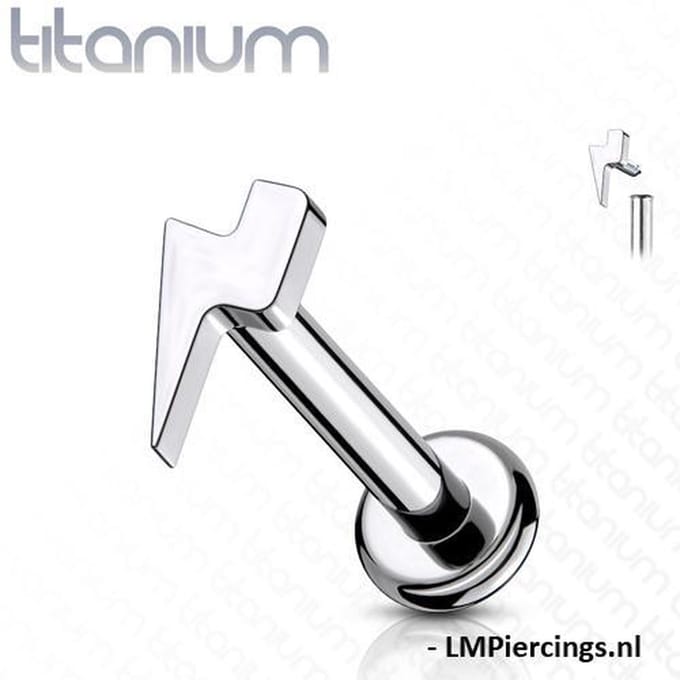 Piercing titanium bliksem intern schroefdraad 1.2x8 - zilver - LMPiercings