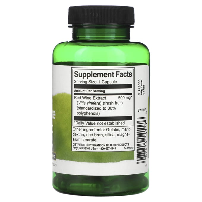 Rode Wijn Extract, 500 mg, 90 Capsules