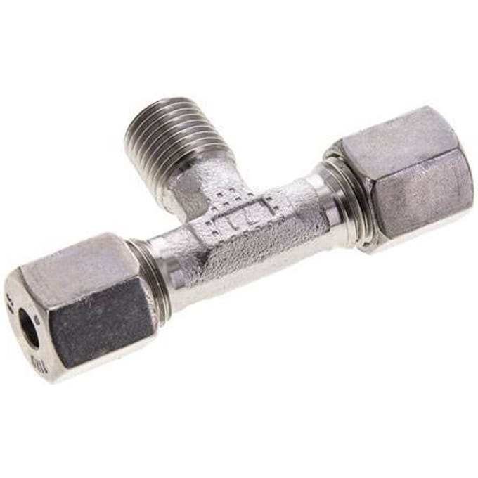 6S & R1/4'' RVS T-stuk Snijringkoppeling Buitendraad 630bar ISO 8434-1