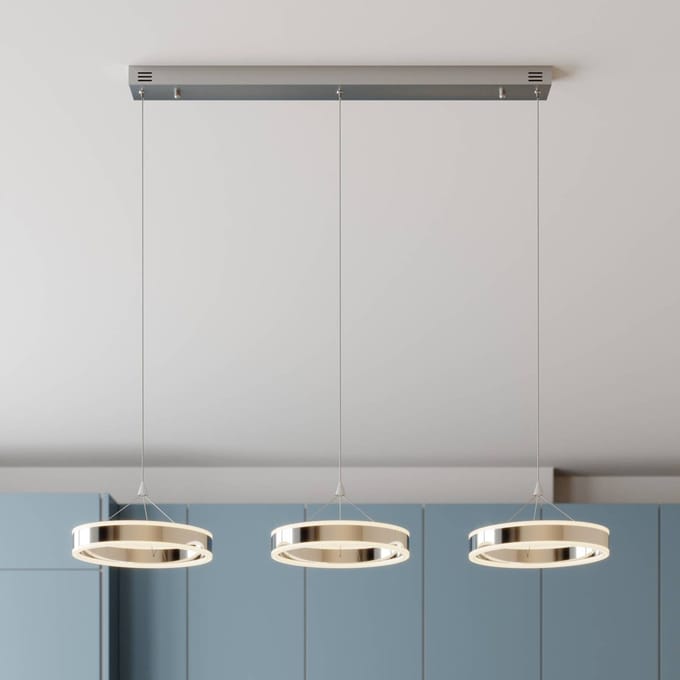 Lucande LED hanglamp Lyani, 115cm, 3-lamps, chroom, dimbaar