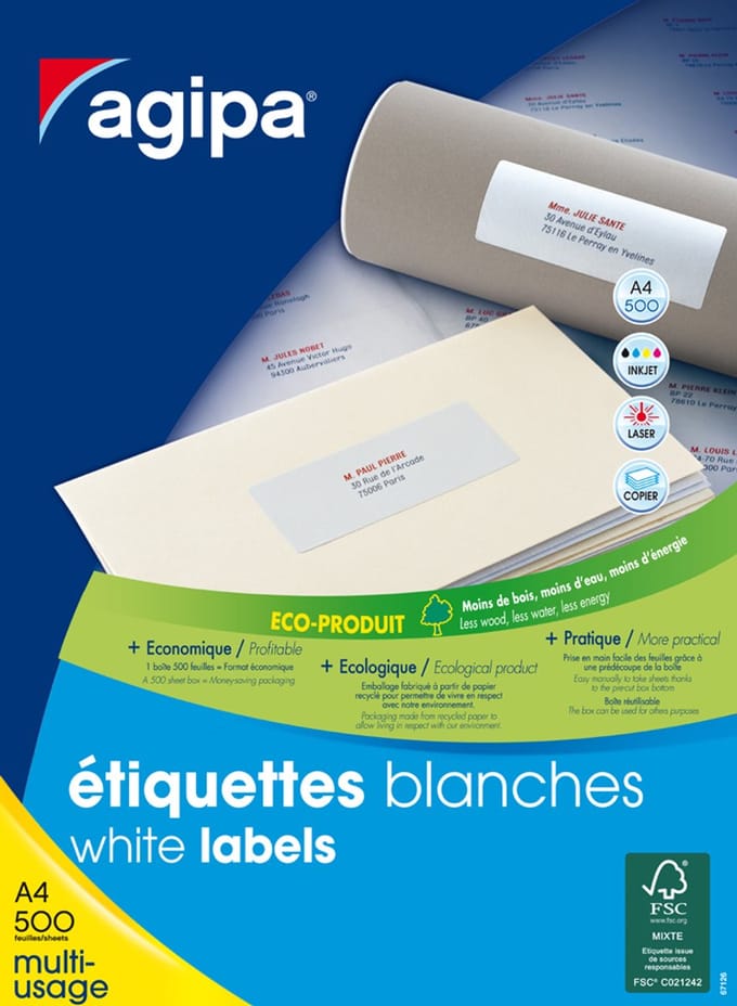 agipa adres etiketten 70x35mm wit