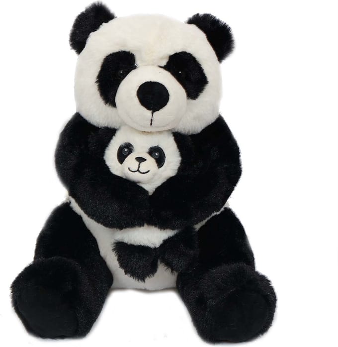 PIA Soft Toys - Pluche Panda met baby - 28 cm