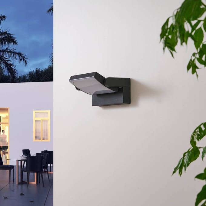 Lindby LED buiten wandlamp Sherin, antraciet, draaibaar