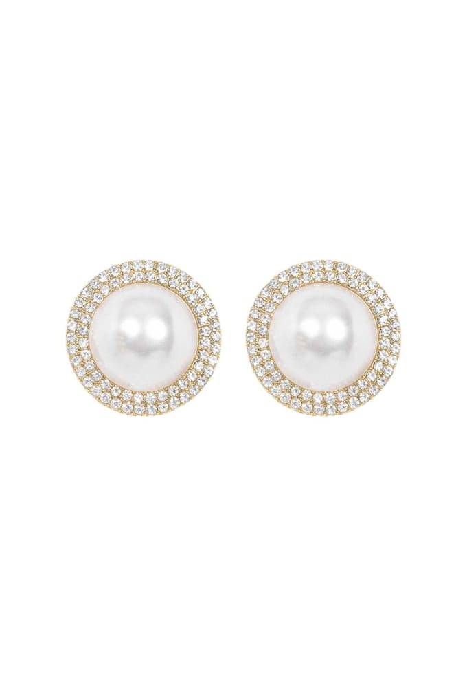 Margot Bardot Mallory Pearl Studs Gold