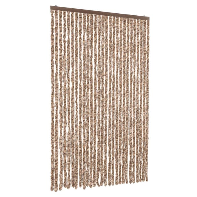 vidaXL Vliegengordijn 118x220 cm chenille beige en donkerbruin