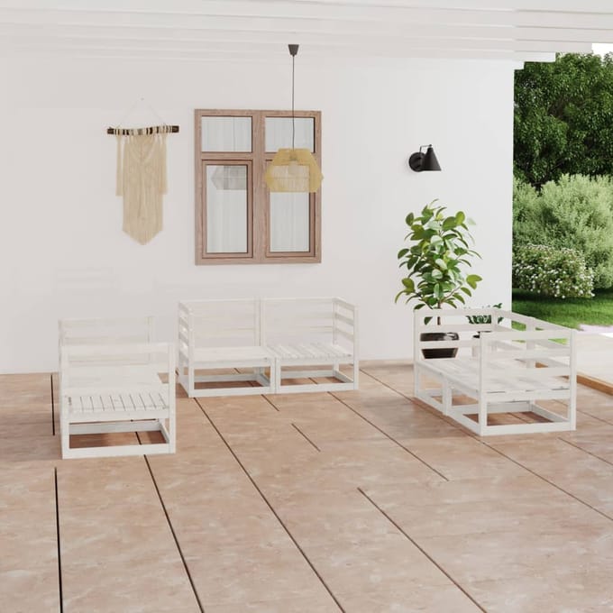 vidaXL - 6-delige - Loungeset - massief - grenenhout - wit