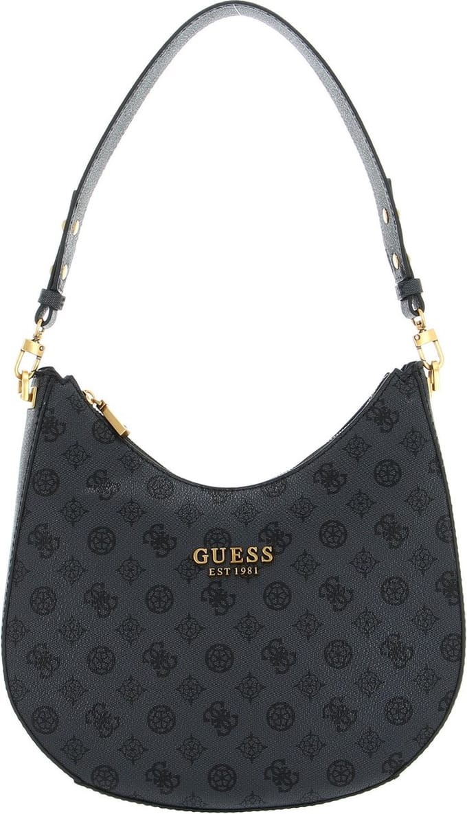 GUESS Schoudertas Fynna Hobo Charcoal Logo Donkergrijs