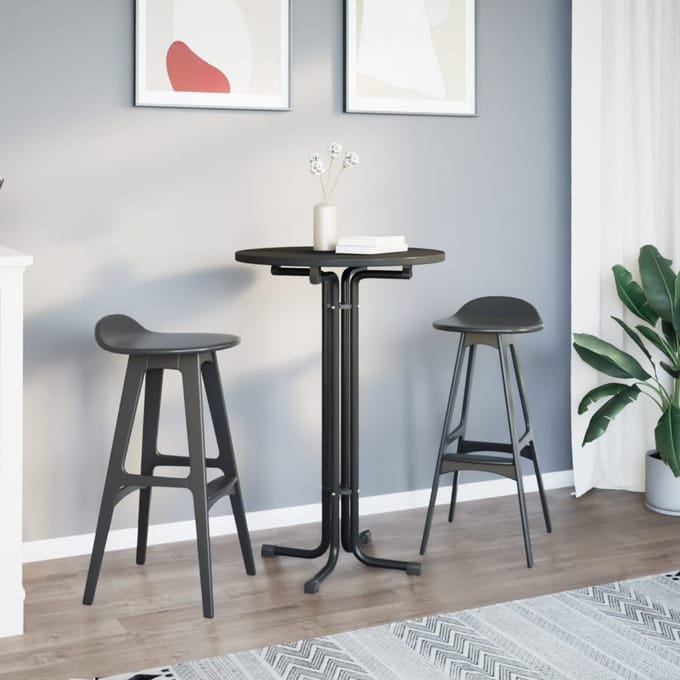 vidaXL - Bartafel - Ø - 70x110 - cm - bewerkt - hout - en - staal - zwart