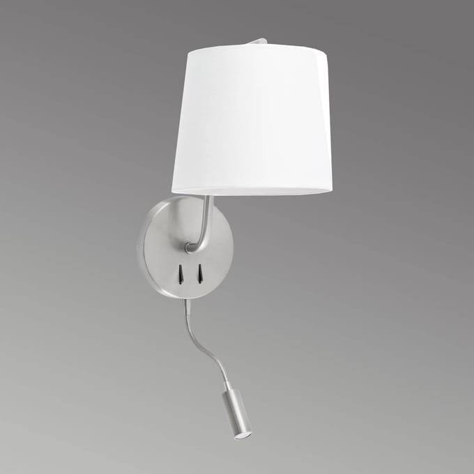 FARO BARCELONA Berni wandlamp van textiel met LED leeslamp