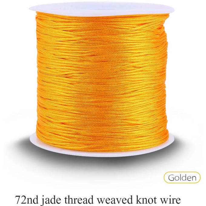 100M x 0.8mm Cordon Nylon Noeud Chinois Queue de Rat Macramé Shamballa Fil Corde Doré yellow