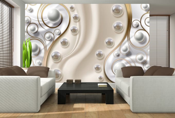 Abstract Silver Gold Design Photo Wallcovering