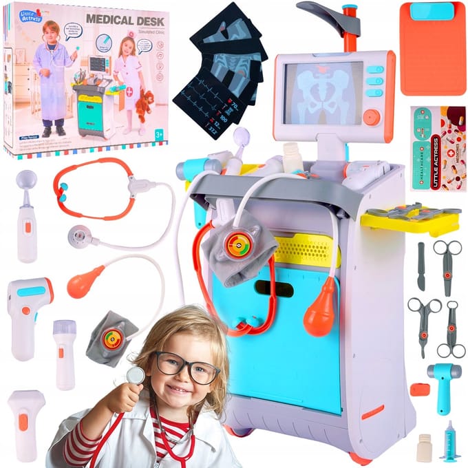 Playos® - Dokterstrolley - Grijs / Blauw -