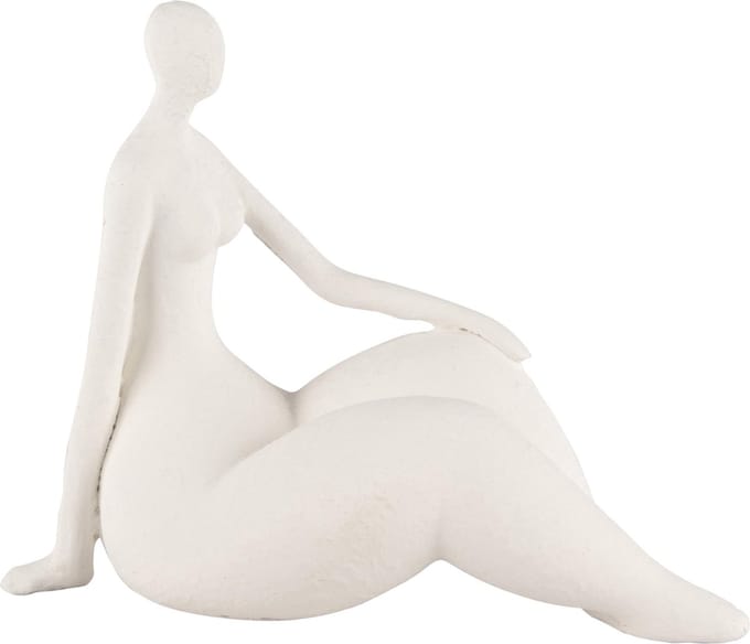 Dekoratief | Deco dame zittend, wit, cement, 17x7x13cm | A240777