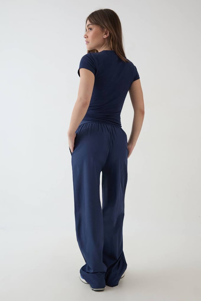 Dames Dsgn Studio Getailleerd T-shirt Met Korte Mouwen | Navy | Maat: XL