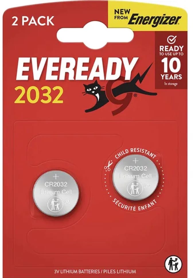Energizer Eveready - Knoopcel batterijen - CR2032 - Lithium - 3V - 2 stuks