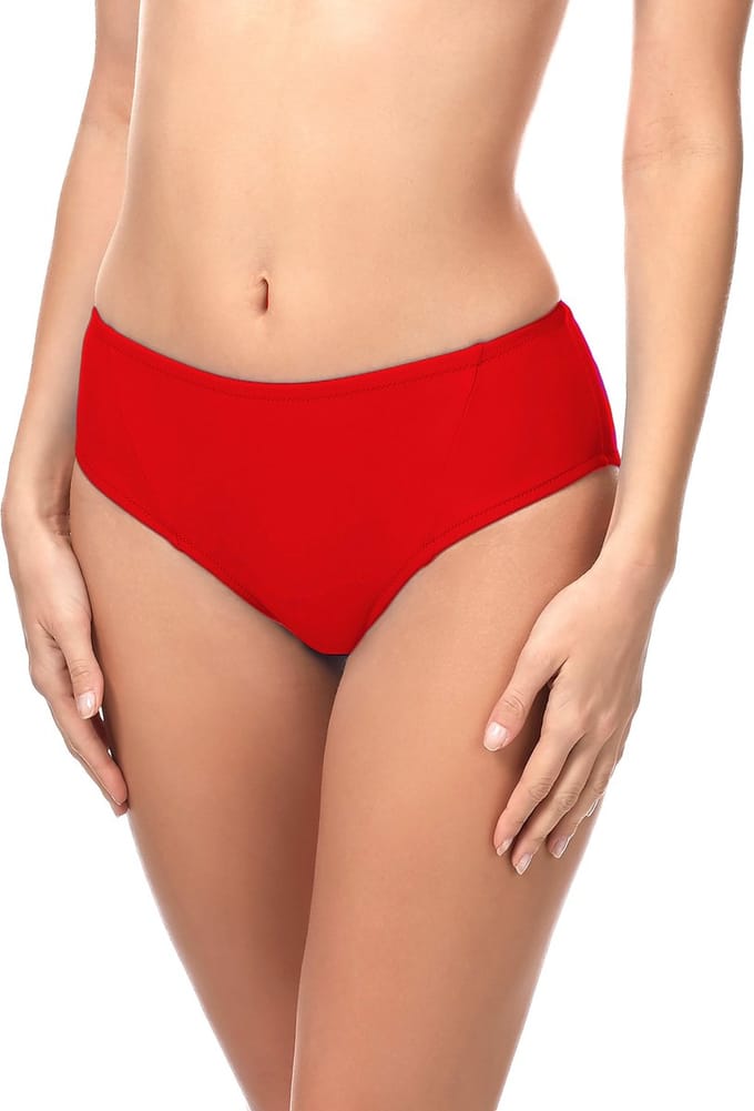 Merry Style Dames Zwembroek - Bikinibroekje - Elastische tailleband – Polyamide & Elastaan – Rood (4186) – 46 - MS-ET-18