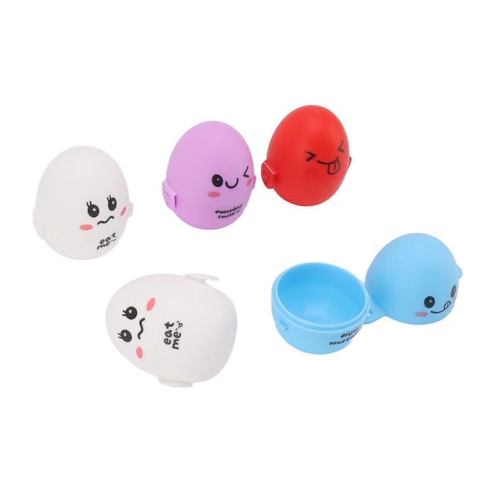 5 stuks Mooie Cartoon Eierdoos Buiten Draagbare Plastic Eieropbergdoos Container Organizer Houder white