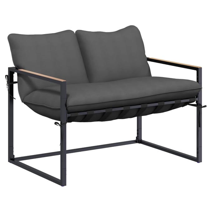 vidaXL - Tuinbank - Set - Zwart - en - Anthraciet - Staal