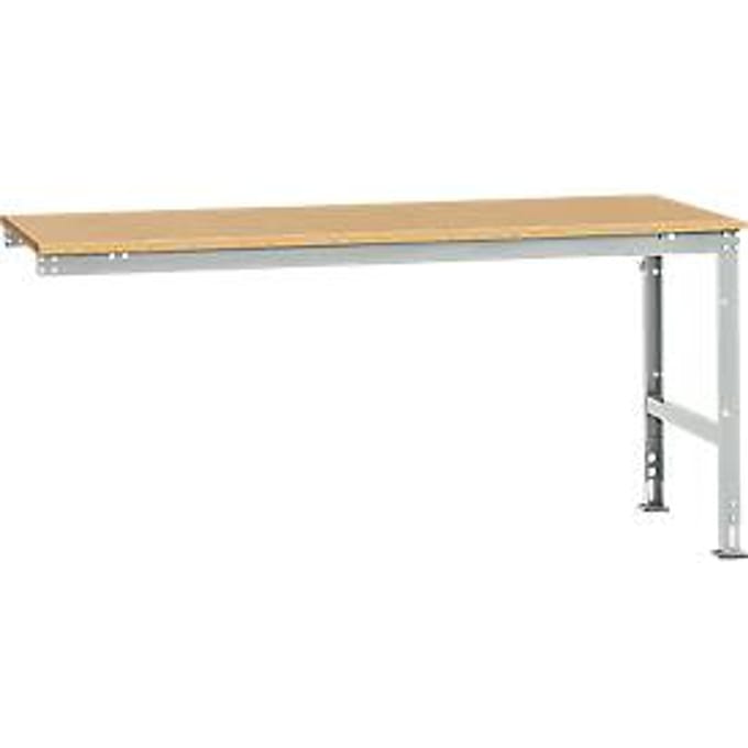 Manuflex AU6125.7035 Universeel Werk aanschuiftafel universele standaard met multiplex plaat, bxdxh = 2000 x 1000 x 760-870 mm Grijs-wit (RAL 7035)