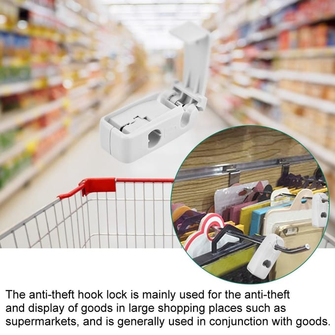10 Pièces Système EAS Crochet de Magasin Verrou Antivol Sécurité de la Marchandise Verrou EAS (blanc) white