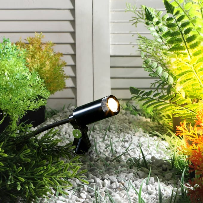 Lindby - Buitenspots - 4lichts - aluminium, ABS - H: 7.5 cm - zwart - Inclusief lichtbronnen