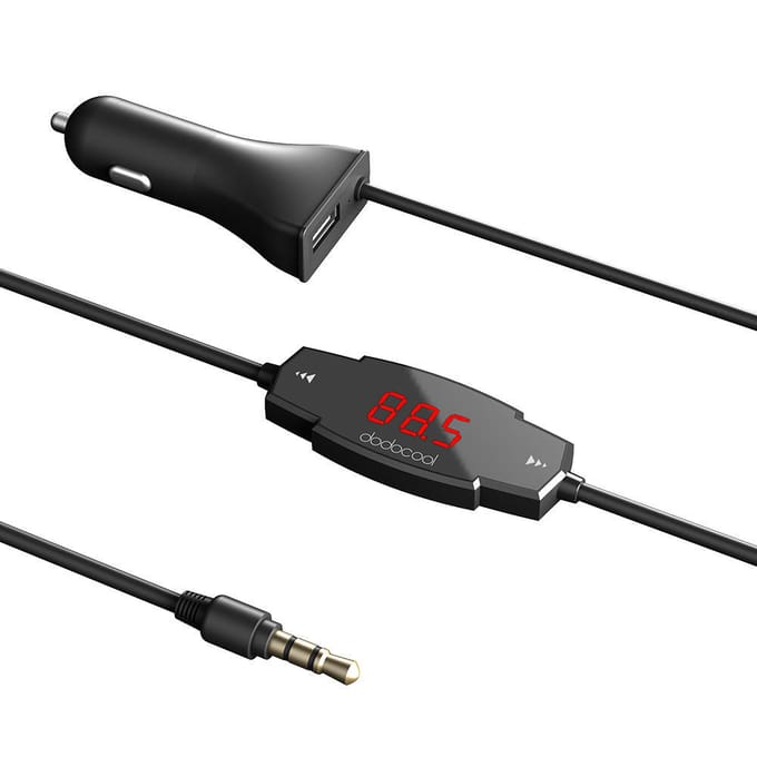 Dodocool Draadloze FM-zender Radio Auto Handsfree Functie + USB-oplader black