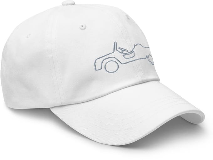 Geborduurde Citroën Méhari pet lijntekening - Wit