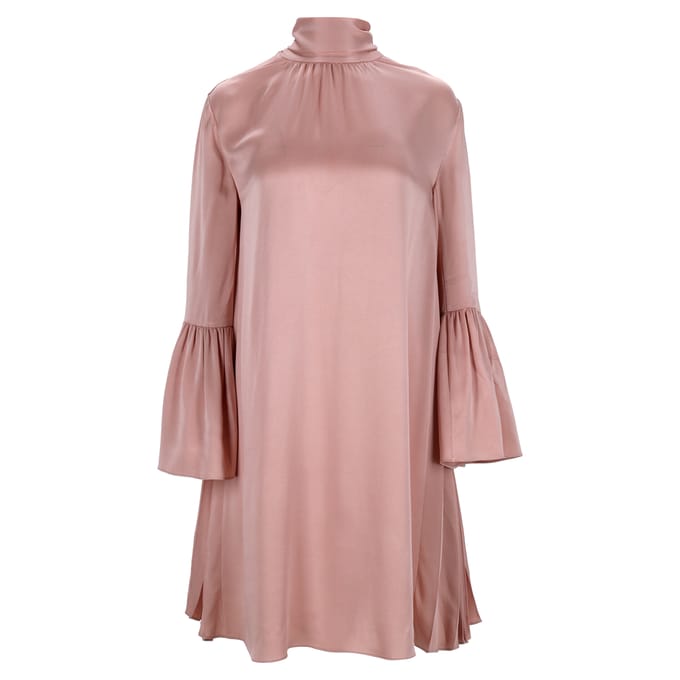 Fendi mini-jurk met col en ruchesmouwen in roze viscose