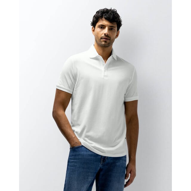 State of Art witte heren polo   Punt kraag   Regular fit   Knoopsluiting   Korte mouw Wit L