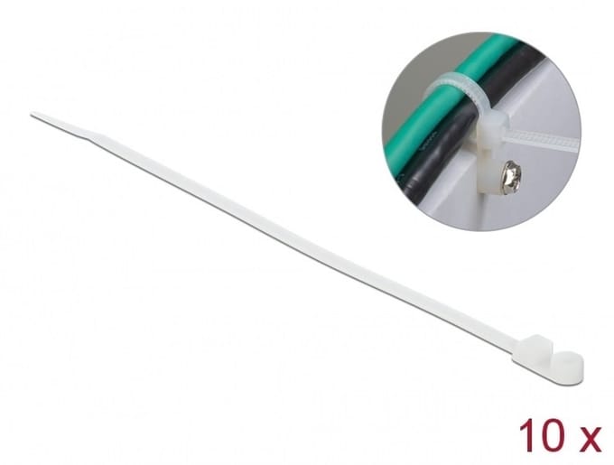 Tie-wraps met montagegat | 300 x 4,8mm | transparant | 10 stuks