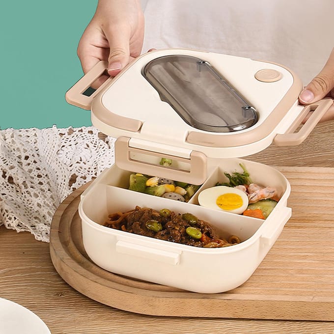 Bento Box Plastic Compartimenten Geïsoleerde Lekvrije Lunchbox voor School Werk Magnetronbestendig Kaki kaki