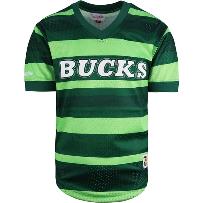 Mitchell & Ness NBA Bucks Wordmark Mesh Heren T-shirt