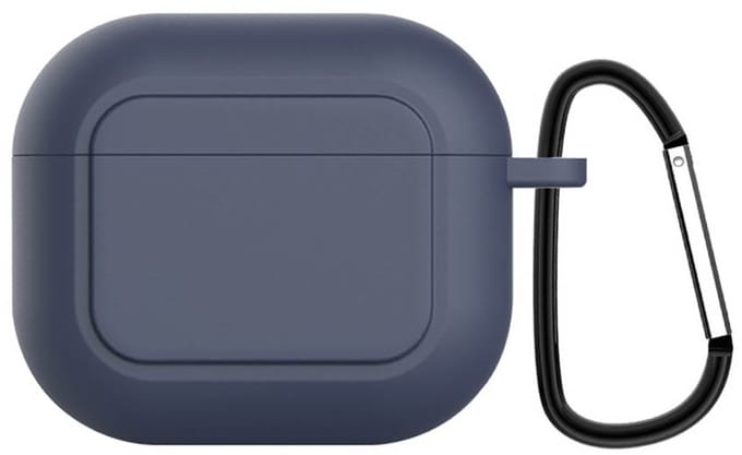 Case cover - Apple Airpods 3 - blauw siliconen - met musketon