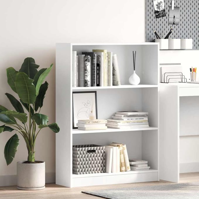 vidaXL - Boekenkast - 80x24x109 - cm - bewerkt - hout - wit