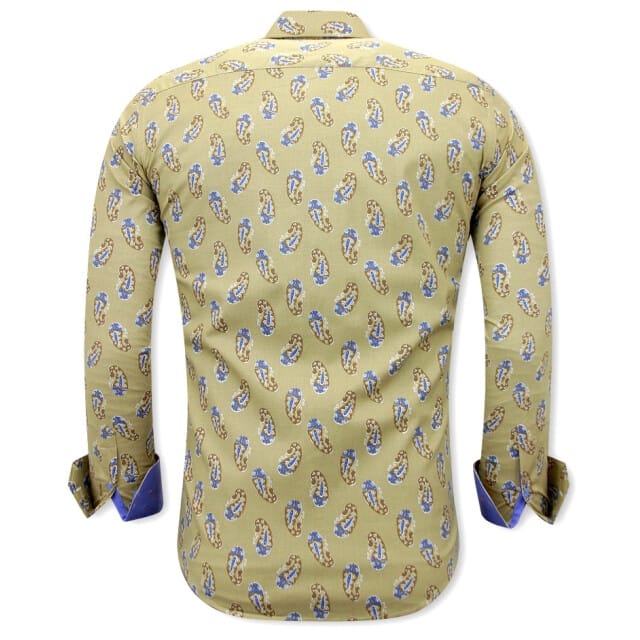 Paisley Mannen Blouse - Slim Fit - 3089 - Bruin