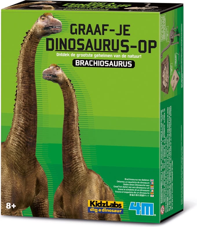 4M Graaf Je Dino Op - Brachiosaurus - Opgraafkit En Modelbouw Skelet - KidzLabs - 7 Jaar