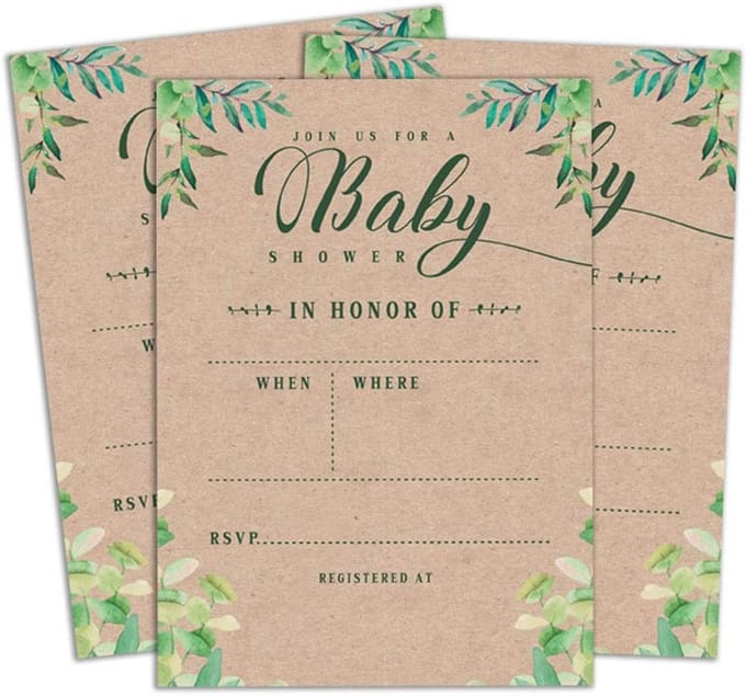 Luxe Babydouche Uitnodigingskaarten - Blanco & Volledig Bedrukbaar (Set van 28)