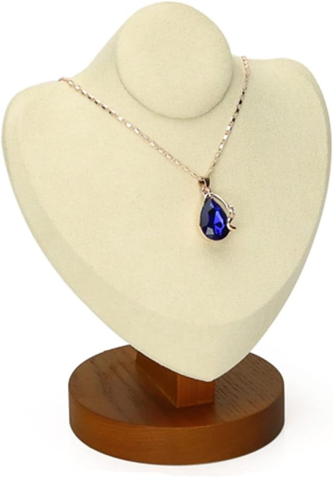 Sieraden Display Stand - Hanger Ketting Houder - Winkel Presentatie - Houten Basis Microvezel - 15x19x9.5cm - Hartvorm