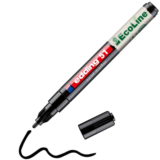 Edding E-51 EcoLine Olie-Marker Zwart 1-2 mm Duurzaam Milieuvriendelijk