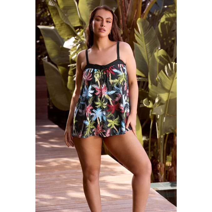 Yours Zwarte Tankinitop Met Palmboomprint Size 42