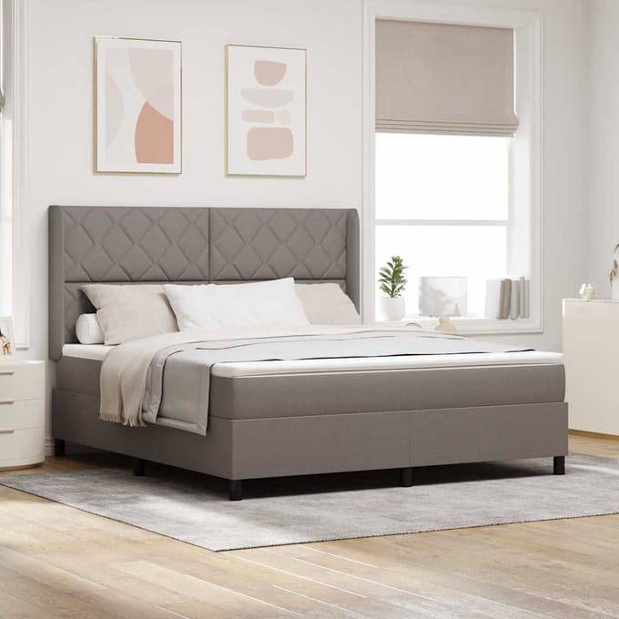 vidaXL - Boxspring - bed - met - hoofdeinde - Taupe - 180 - x - 200 - cm - Stof