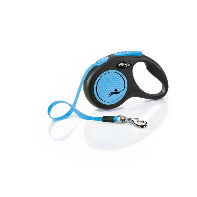 Flexi New Neon Hondenriem - Rollijn - S - 5 m - Blauw - <15 kg
