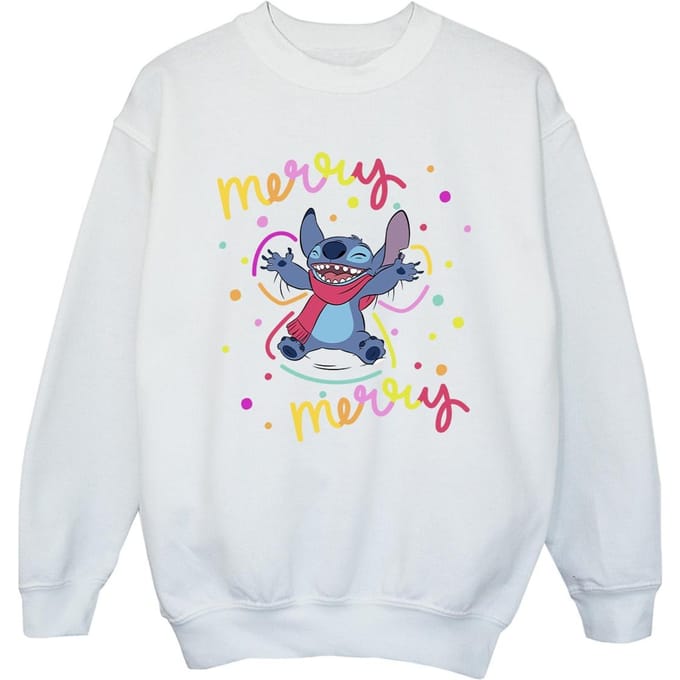 Disney Meisjes Lilo & Stitch Vrolijk Regenboog Sweatshirt (Wit)