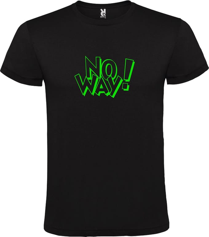 Zwart T-shirt ‘No Way!’ Groen Maat 3XL