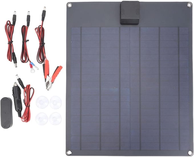 Draagbaar Zonnepaneel - Acculader Set - Voertuigen Opladen - Intelligente Controller - 35W - Zwart